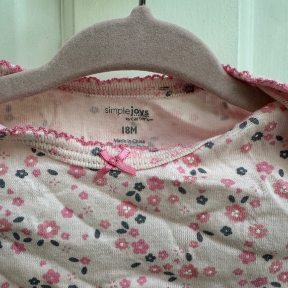 Carter's 18M Pink Floral Short Sleeve Bodysuit Onesie - Picture 3 of 5
